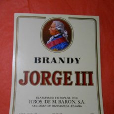 Etiquetas antiguas: ETIQUETA BRANDY JORGE III