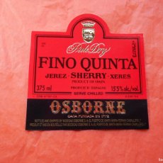 Etiquetas antiguas: ETIQUETA OSBORNE FINO QUINTA SHERRY JEREZ