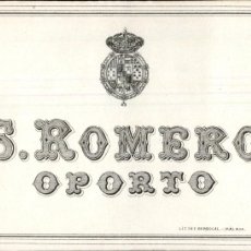 Etiquetas antiguas: S. ROMERO OPORTO CASA REAL ALFONSO XIII - ANTIGUA ETIQUETA FRONTAL