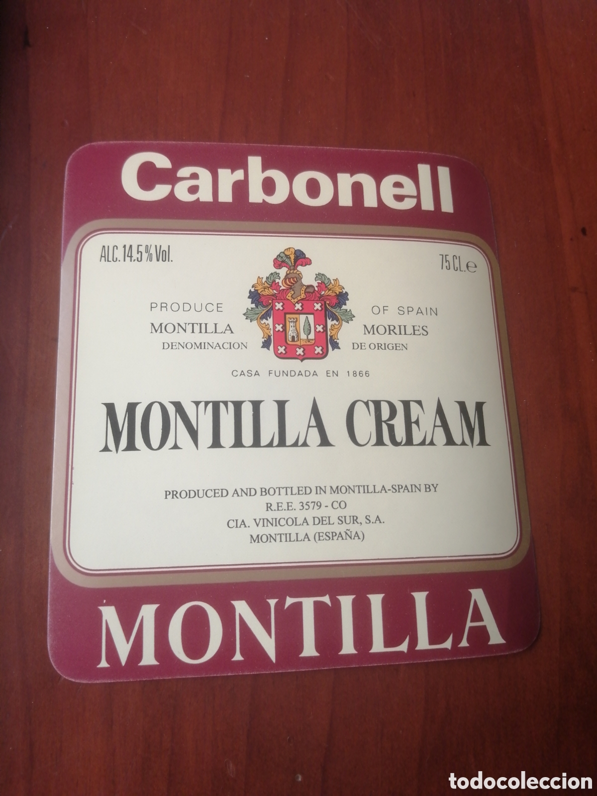 Etiquetas antiguas: ETIQUETA CARBONELL MONTILLA CREAM - Foto 1