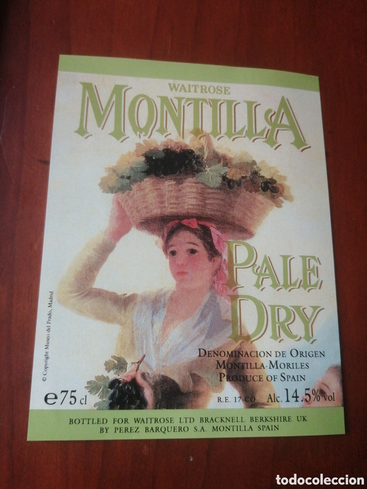 Etiquetas antiguas: ETIQUETA WAITROSE MONSTILLA PALE DRY - Foto 1