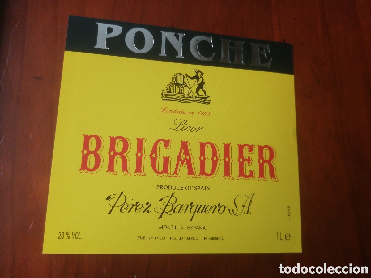 Etiquetas antiguas: ETIQUETA PONCHE LICOR BRIGADIER - Foto 1