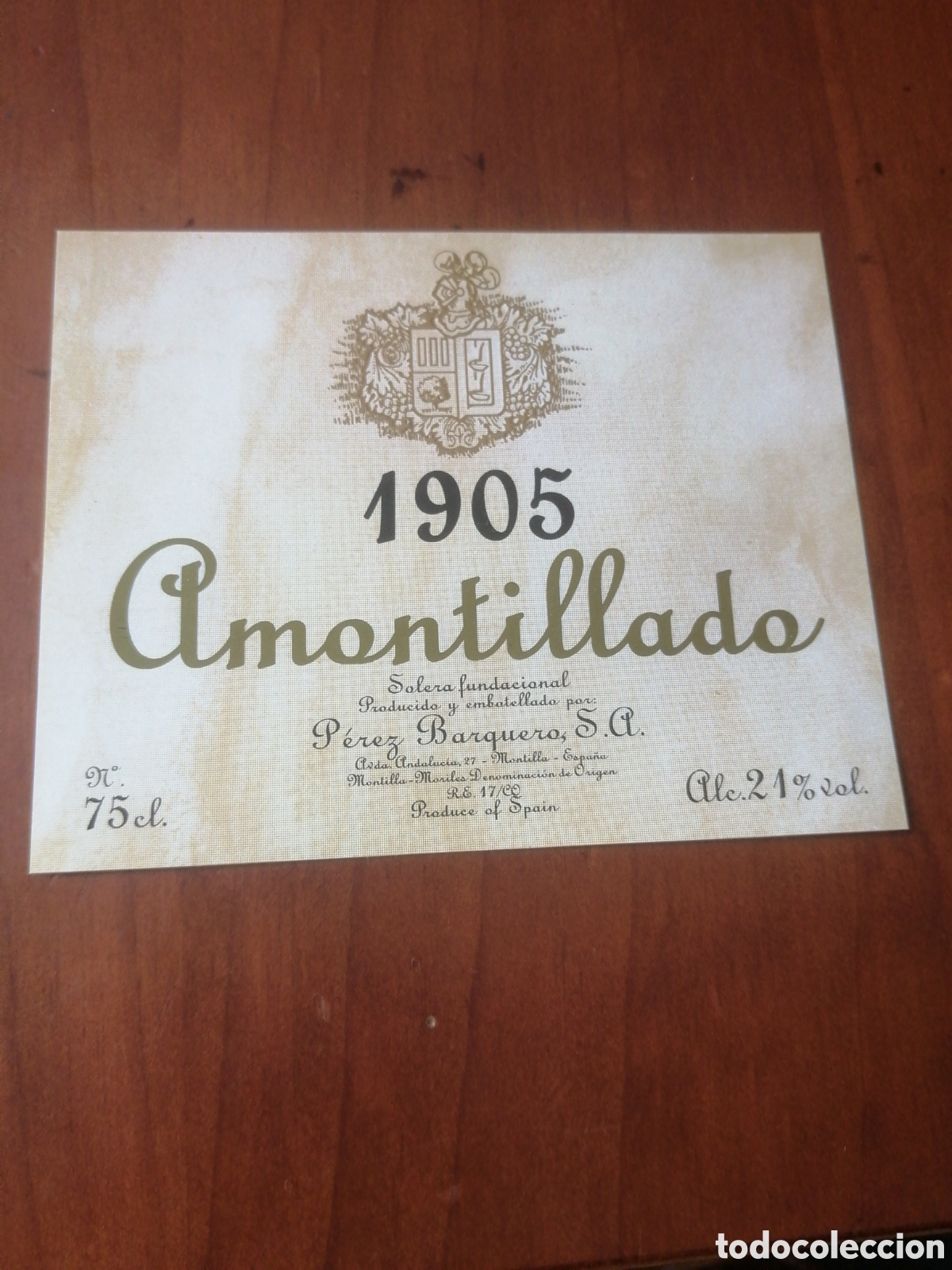 Etiquetas antiguas: ETIQUETA 1905 AMONTILLADO - Foto 1