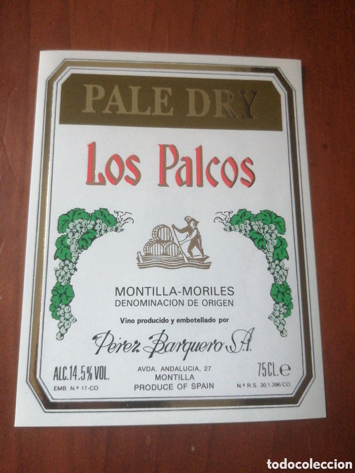 Etiquetas antiguas: ETIQUETA PALE DRY LOS PALCOS - Foto 1