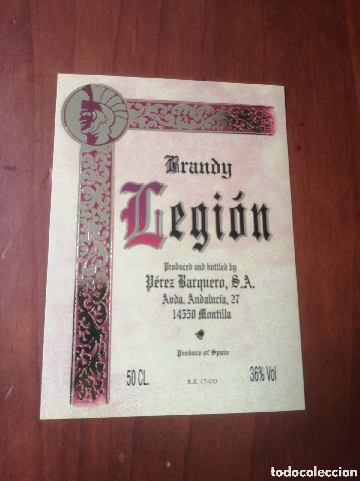 Etiquetas antiguas: ETIQUETA BRANDY LEGION - Foto 1