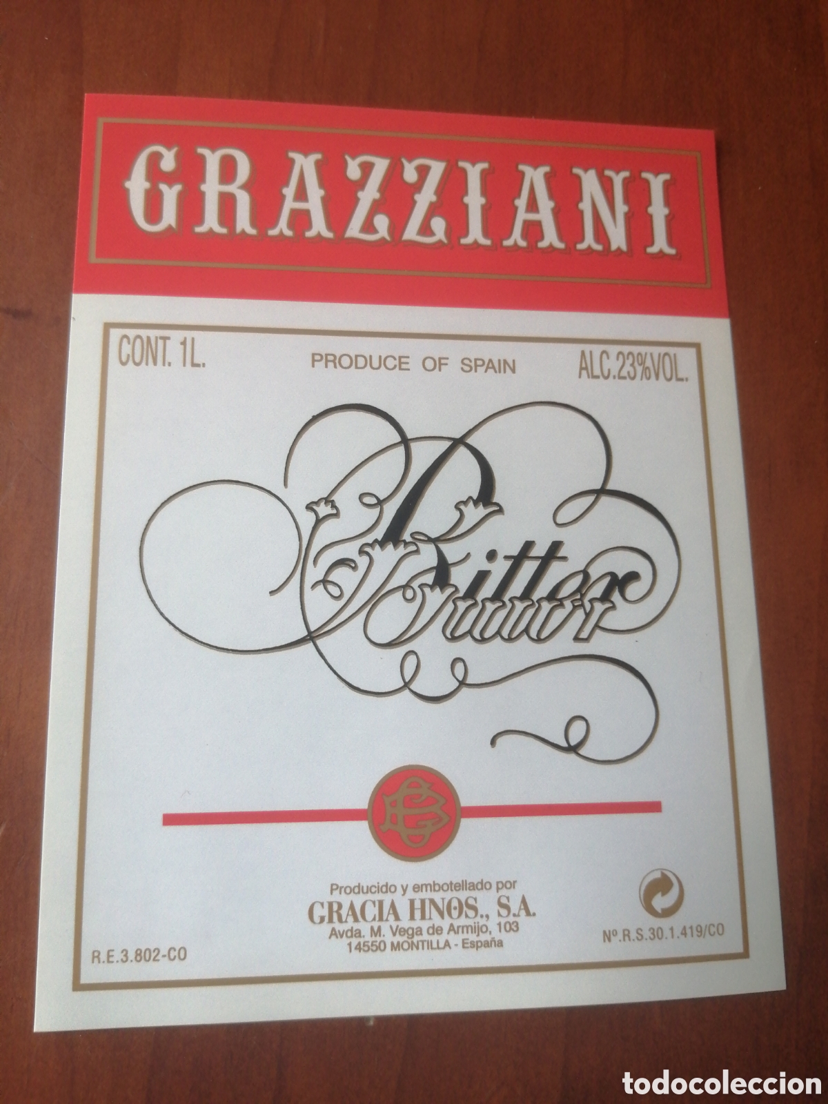 Etiquetas antiguas: ETIQUETA GRAZZIANI BITTER - Foto 1