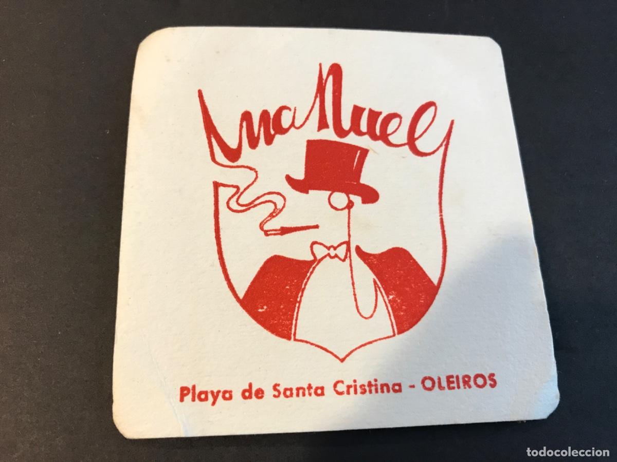 Old Labels: POSAVASOS. MANUEL. PLAYA DE SANTA CRISTINA, OLEIROS, CORU&Ntilde;A. 10 X 10cm.