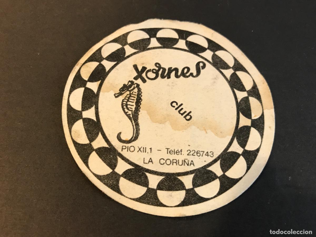 Old Labels: POSAVASOS. XORNES CLUB. PIO XII, 1. (CORU&Ntilde;A) 9,5CM