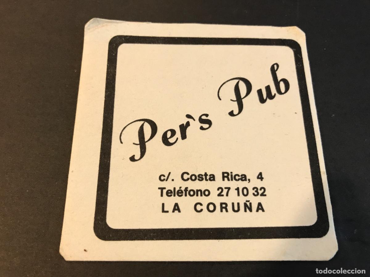 Etichette antiche: POSAVASOS. PER'S PUB. CALLE COSTA RICA, 4 (CORU&Ntilde;A) 9X9CM