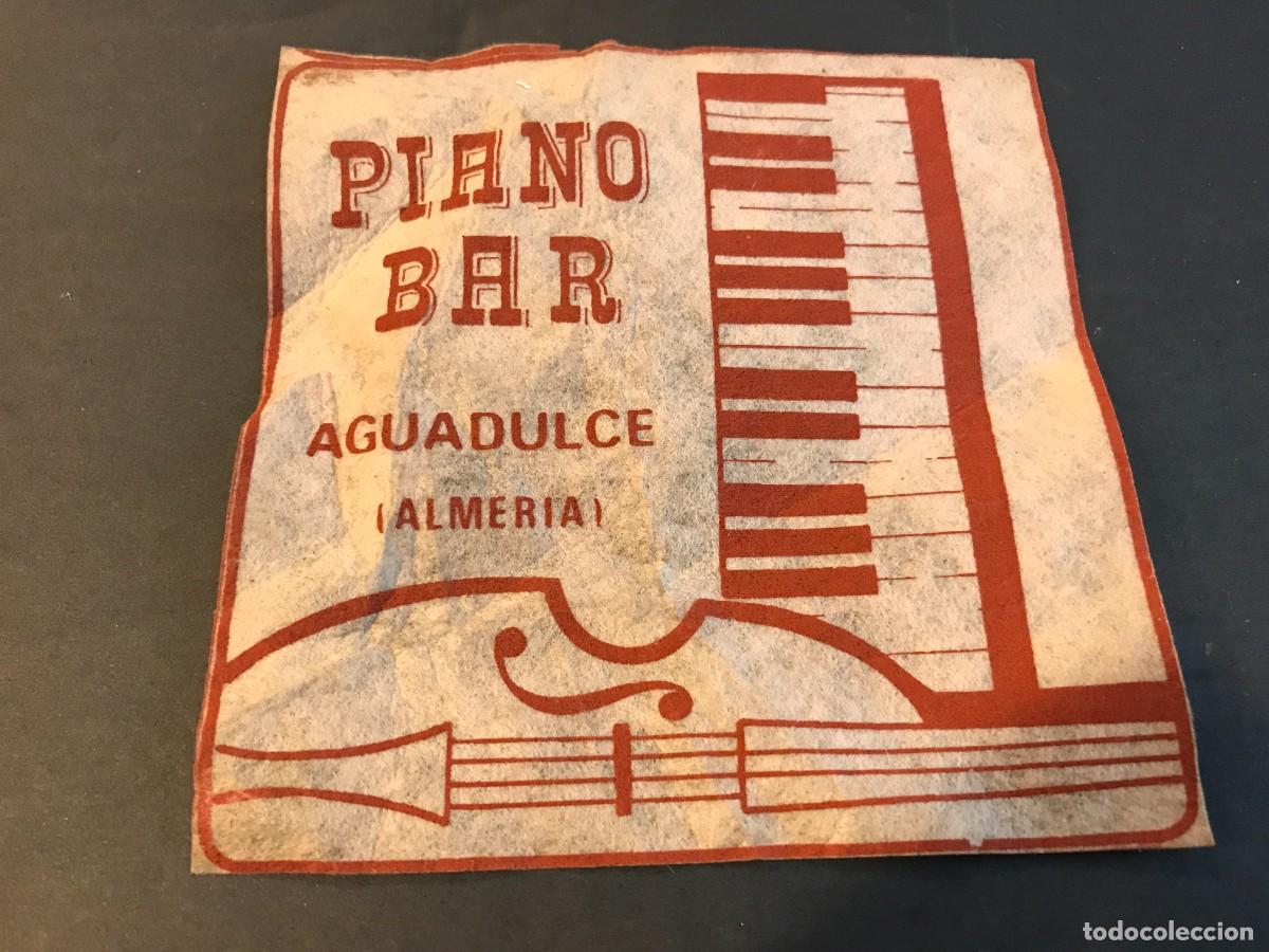 Old Labels: POSAVASOS DE TELA. PIANO BAR. AGUADULCE ALMER&Iacute;A. 11X11 CM
