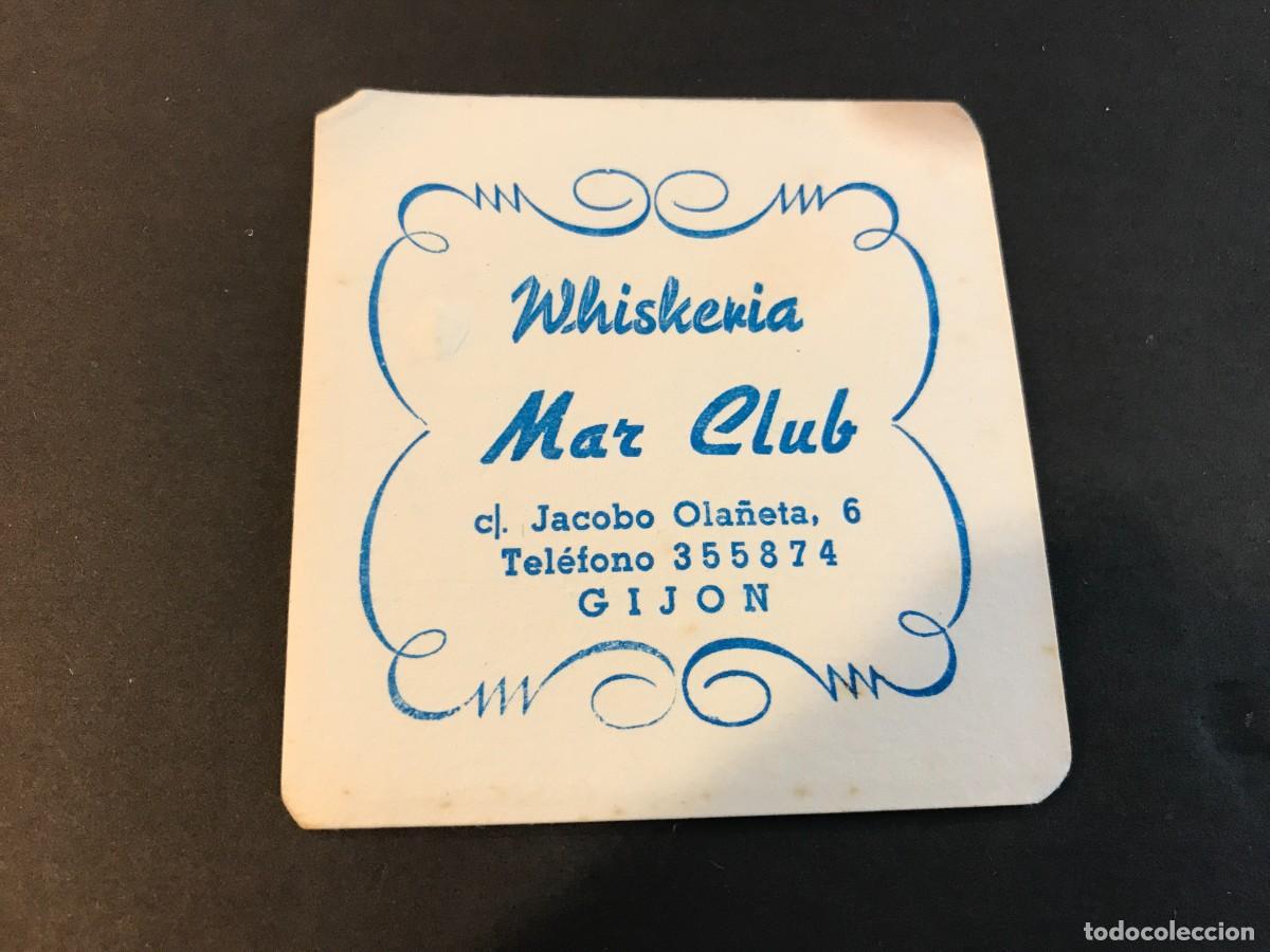 Old Labels: POSAVASOS. WHISQUER&Iacute;A MAR CLUB. CALLE JACOBO OLA&Ntilde;ETA, 6. GIJ&Oacute;N. 8 X 8 CM