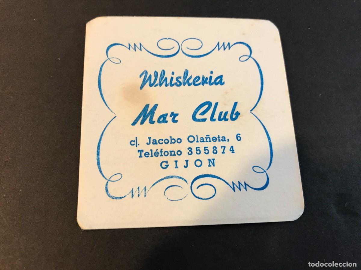Old Labels: POSAVASOS. WHISQUER&Iacute;A MAR CLUB. CALLE JACOBO OLA&Ntilde;ETA, 6. GIJ&Oacute;N. 8 X 8 CM
