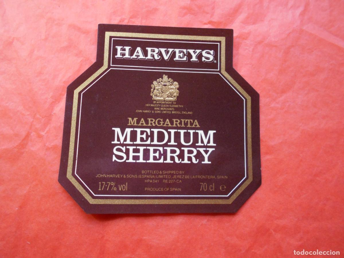 Etiquetas antiguas: ETIQUETA DE VINO HARVEYS MEDIUM SHERRY