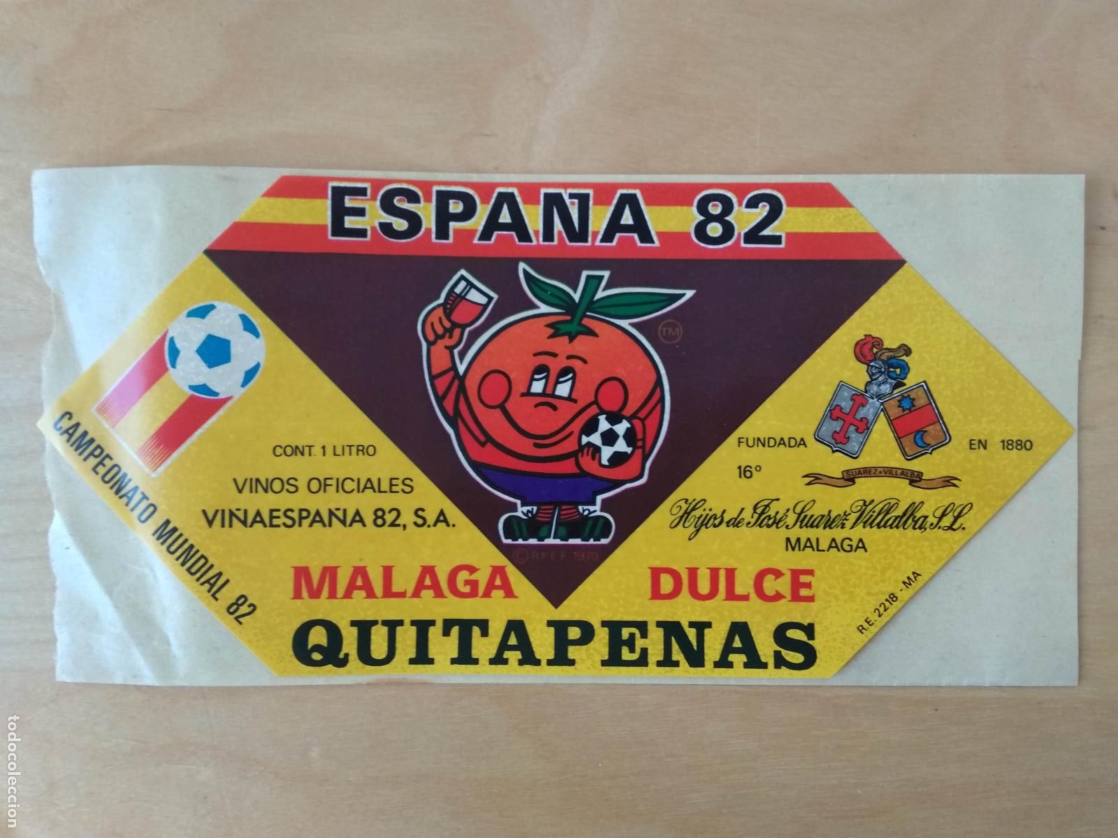 Etiquetas antiguas: ETIQUETA DE VINO MALAGA HIJOS DE JOSE SUAREZ VILLALBA , QUITAPENAS MALAGA DULCE ESPA&Ntilde;A 82