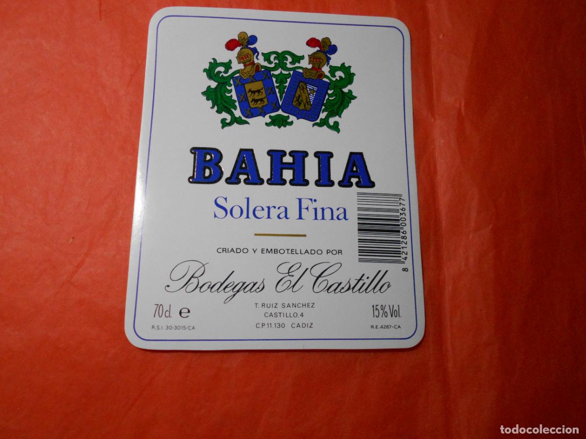 Etiquetas antiguas: ETIQUETA DE VINO BAHIA SOLERA FINA CHICLANA