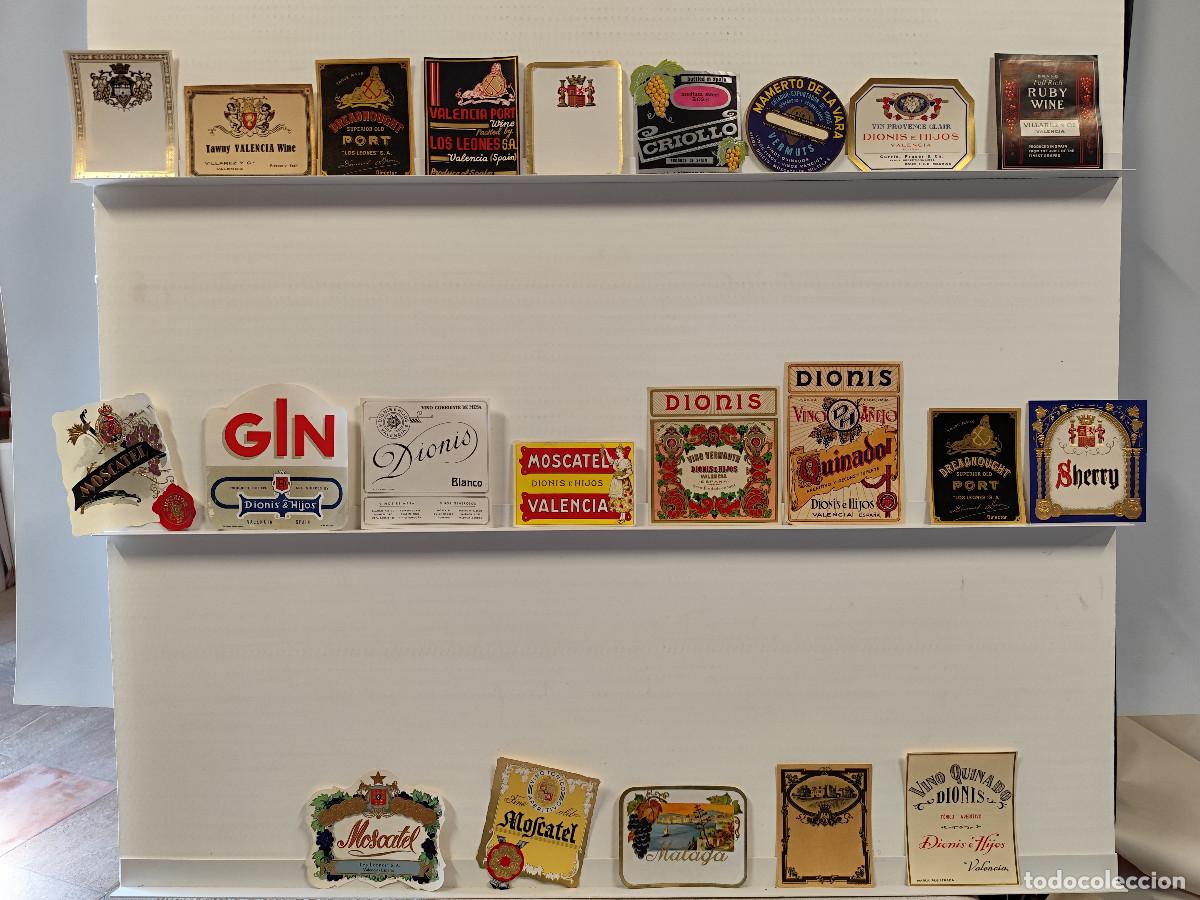 Etiquetas antiguas: COLECCION DE 22 ETIQUETAS DE LICORES Y VINO, DIONIS E HIJOS VALENCIA, LOS LEONES S.A. Y MAS