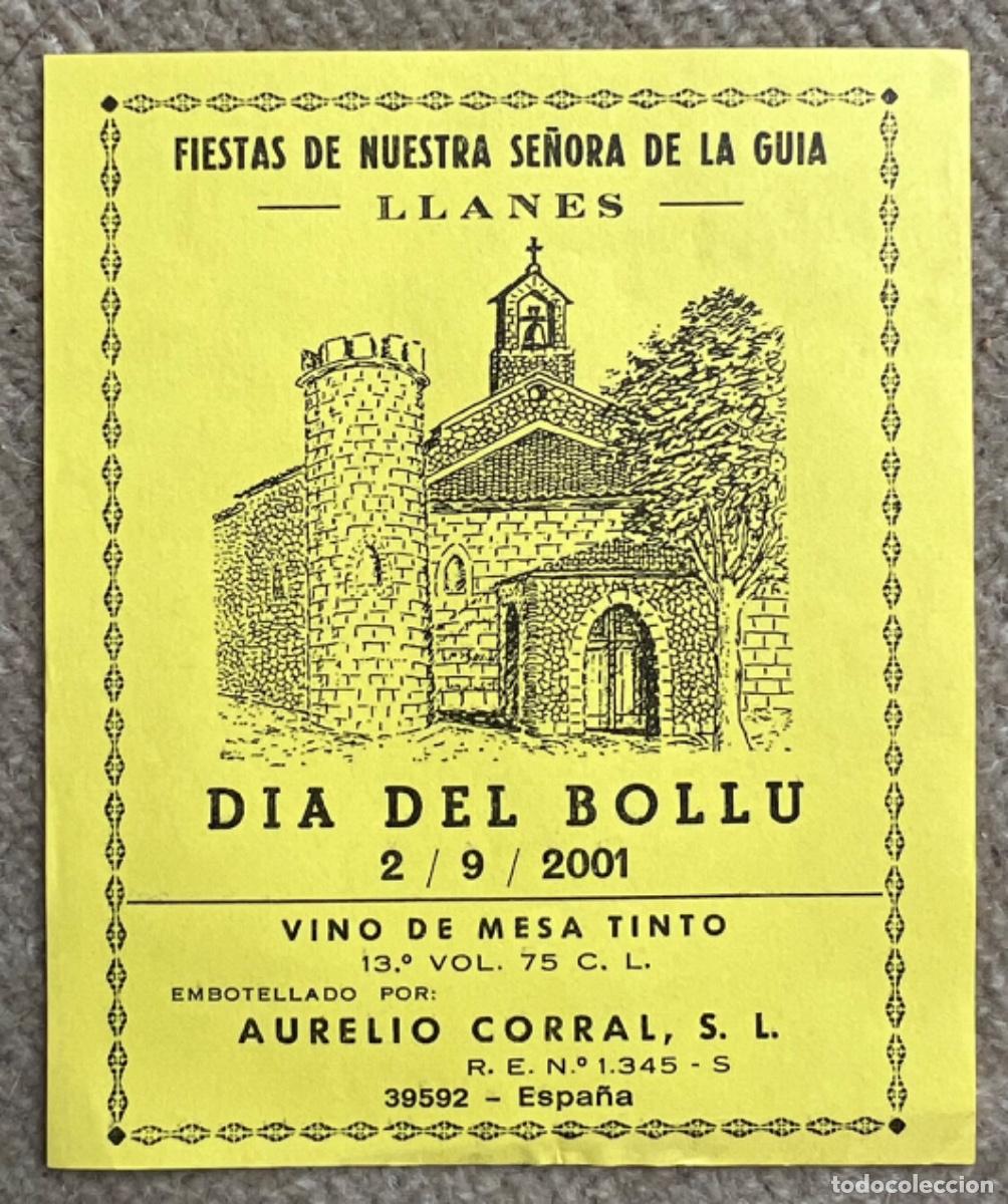 Etiquetas antiguas: Etiqueta vino tinto - D&iacute;a del Bollu, A&ntilde;o 2001 - Llanes (Asturias) Fiestas Nuestra Se&ntilde;ora de la Gu&iacute;a