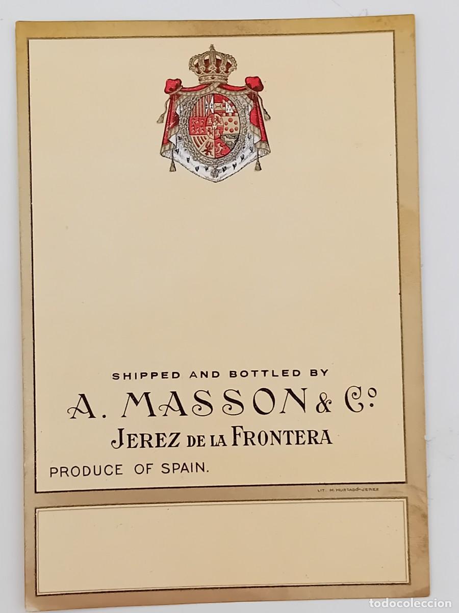 Etiquetas antiguas: ETIQUETA VINO JEREZ DE LA FRONTERA A. MASSON & CO.