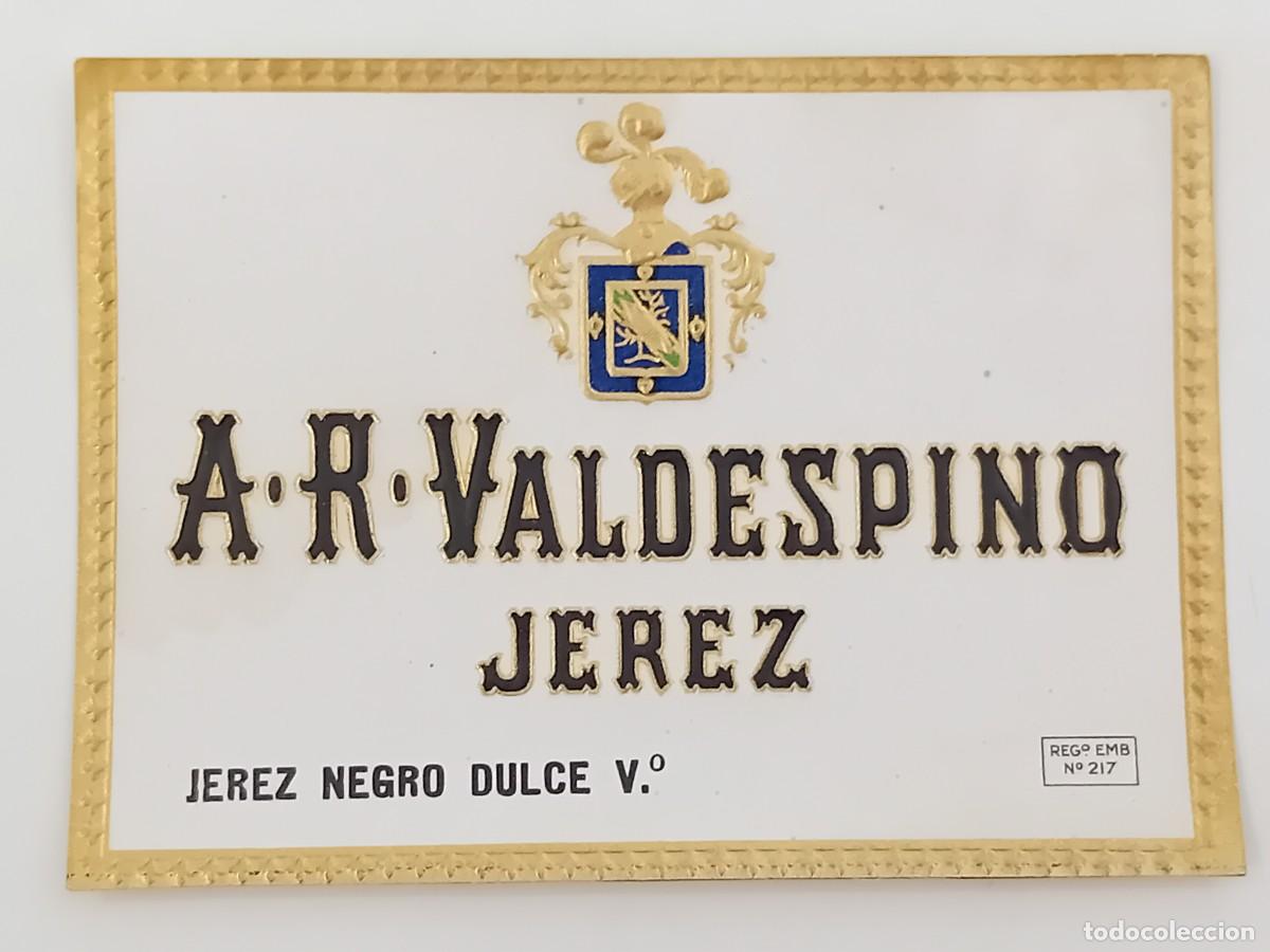 Etiquetas antiguas: ETIQUETA JEREZ DE LA FRONTERA VINO A. R. VALDESPINO.
