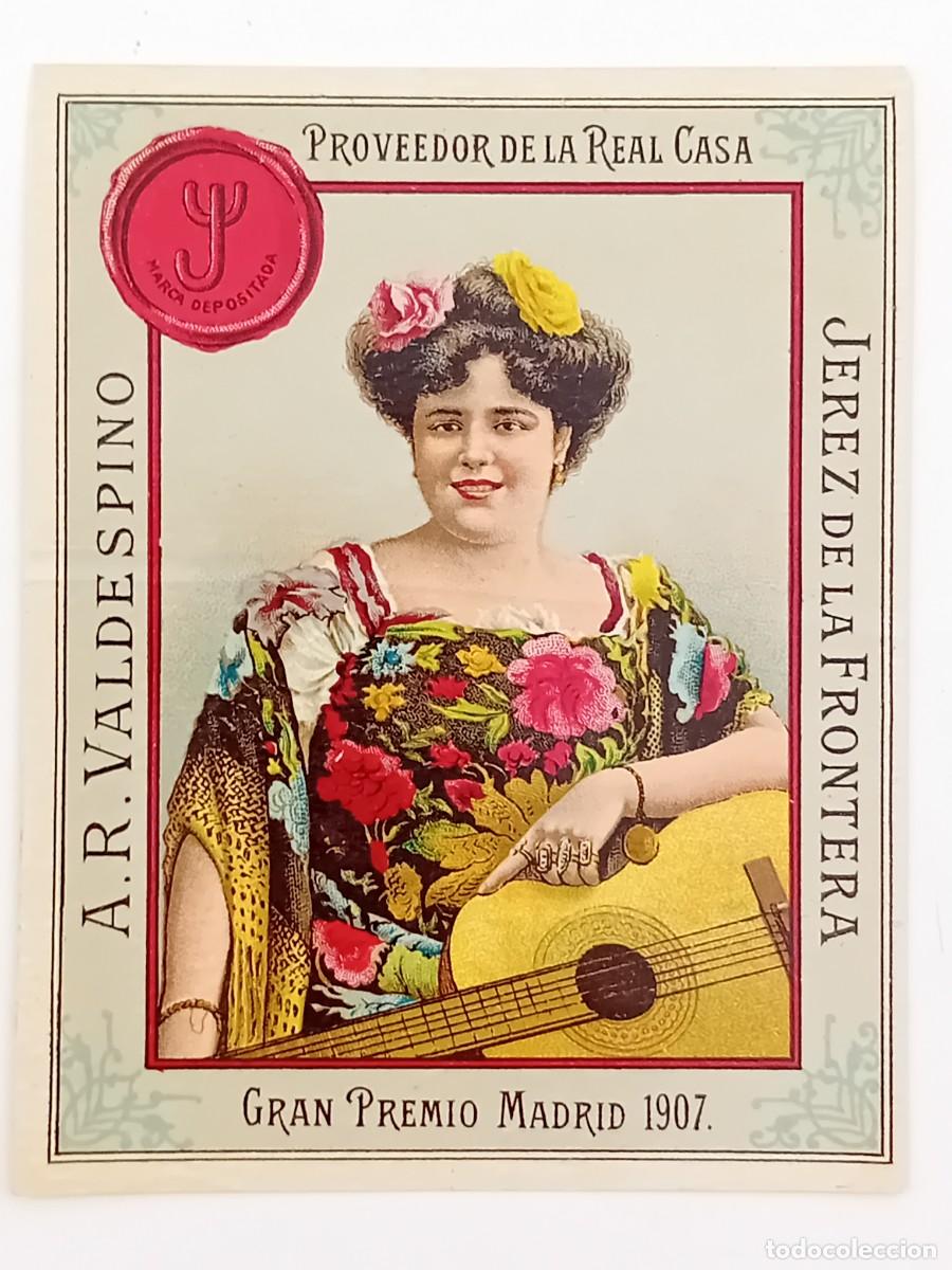 Etiquetas antiguas: ETIQUETA JEREZ DE LA FRONTERA VINO A. R. VALDESPINO.