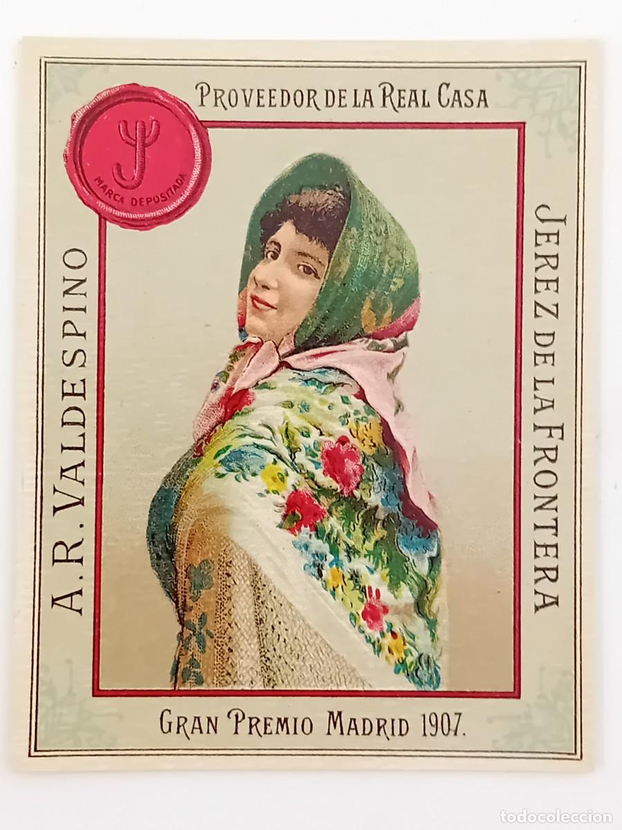 Etiquetas antiguas: ETIQUETA JEREZ DE LA FRONTERA VINO A. R. VALDESPINO.