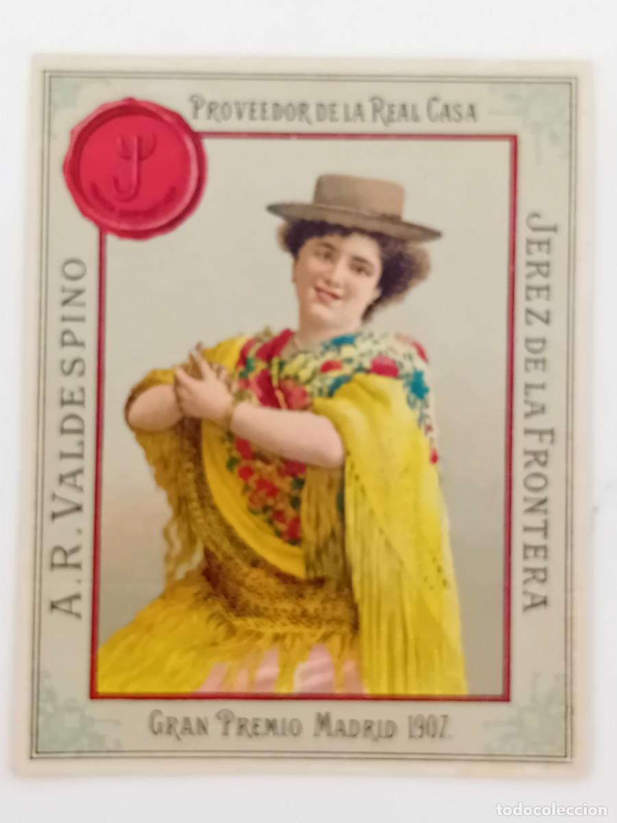 Etiquetas antiguas: ETIQUETA JEREZ DE LA FRONTERA VINO A. R. VALDESPINO.