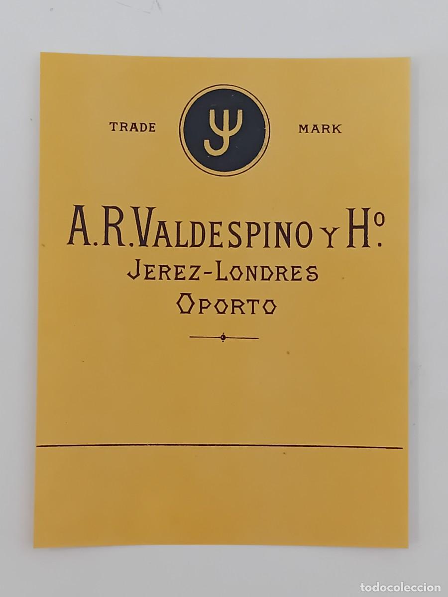 Etiquetas antiguas: ETIQUETA JEREZ DE LA FRONTERA VINO OPORTO JEREZ LONDRES VALDESPINO