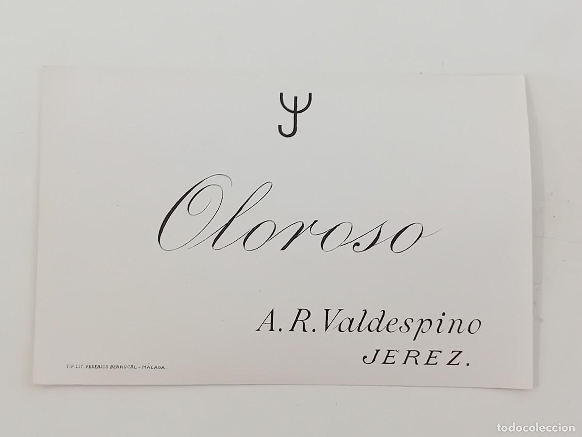 Etiquetas antiguas: ETIQUETA JEREZ DE LA FRONTERA VINO OLOROSO A. R. VALDESPINO