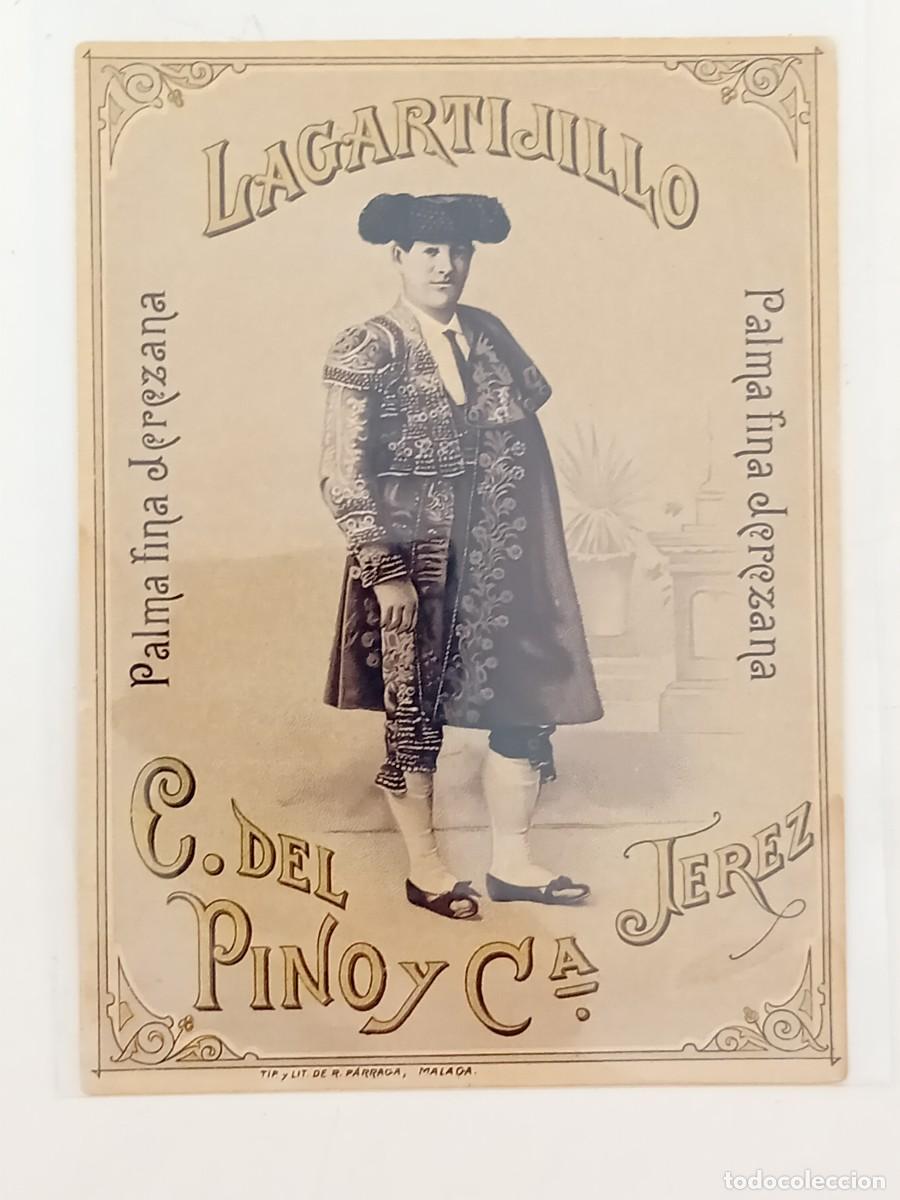 Etiquetas antiguas: ETIQUETA JEREZ DE LA FRONTERA VINO CAYETANO C. DEL PINO LAGARTIJILLO