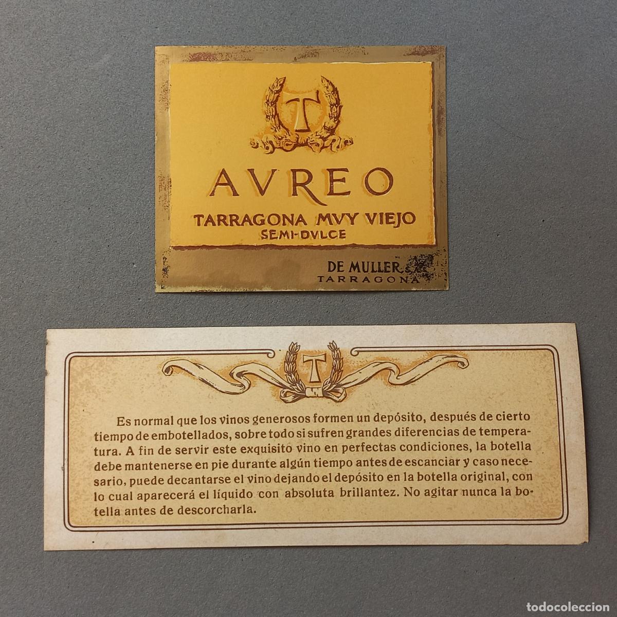 Old Labels: Antigua etiqueta de AUREO Tarragona Muy Vijo semi-dulce, De Muller (AVREO), a&ntilde;os 60 - 70