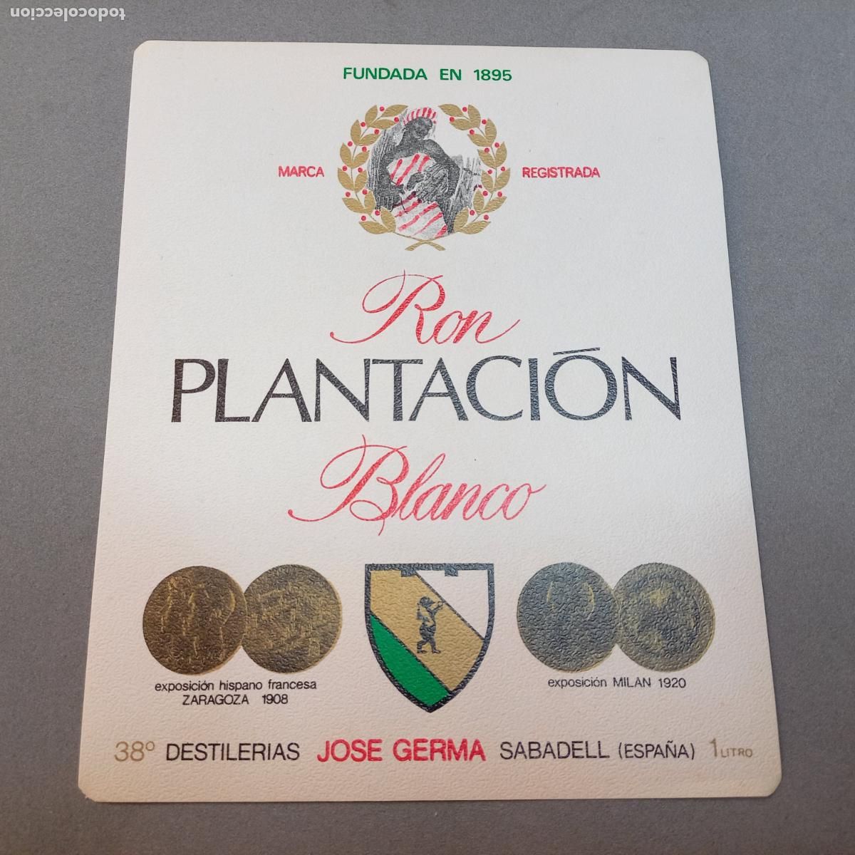 Old Labels: Antigua etiqueta de Ron blanco PLANTACI&Oacute;N, destiler&iacute;as Jose Germa, Sabadell. A&ntilde;os 60 - 70