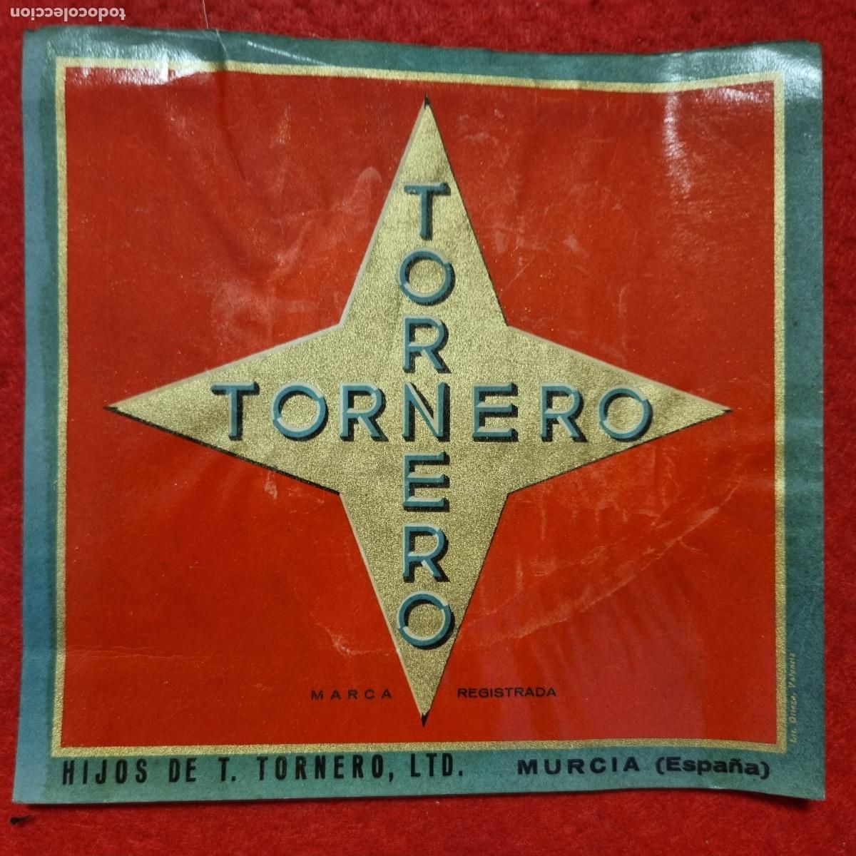 Old Labels: CARTEL ITO ETIQUETA NARANJAS FRUTAS TORNERO OJO MEDIANA HIJOS MURCIA ORIGINAL K16