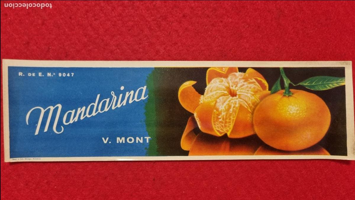 Old Labels: CARTEL ITO ETIQUETA NARANJAS Y MANDARINAS VICENTE MONT ALARGADA ALGEMESI VALENCIA ORIGINAL K16