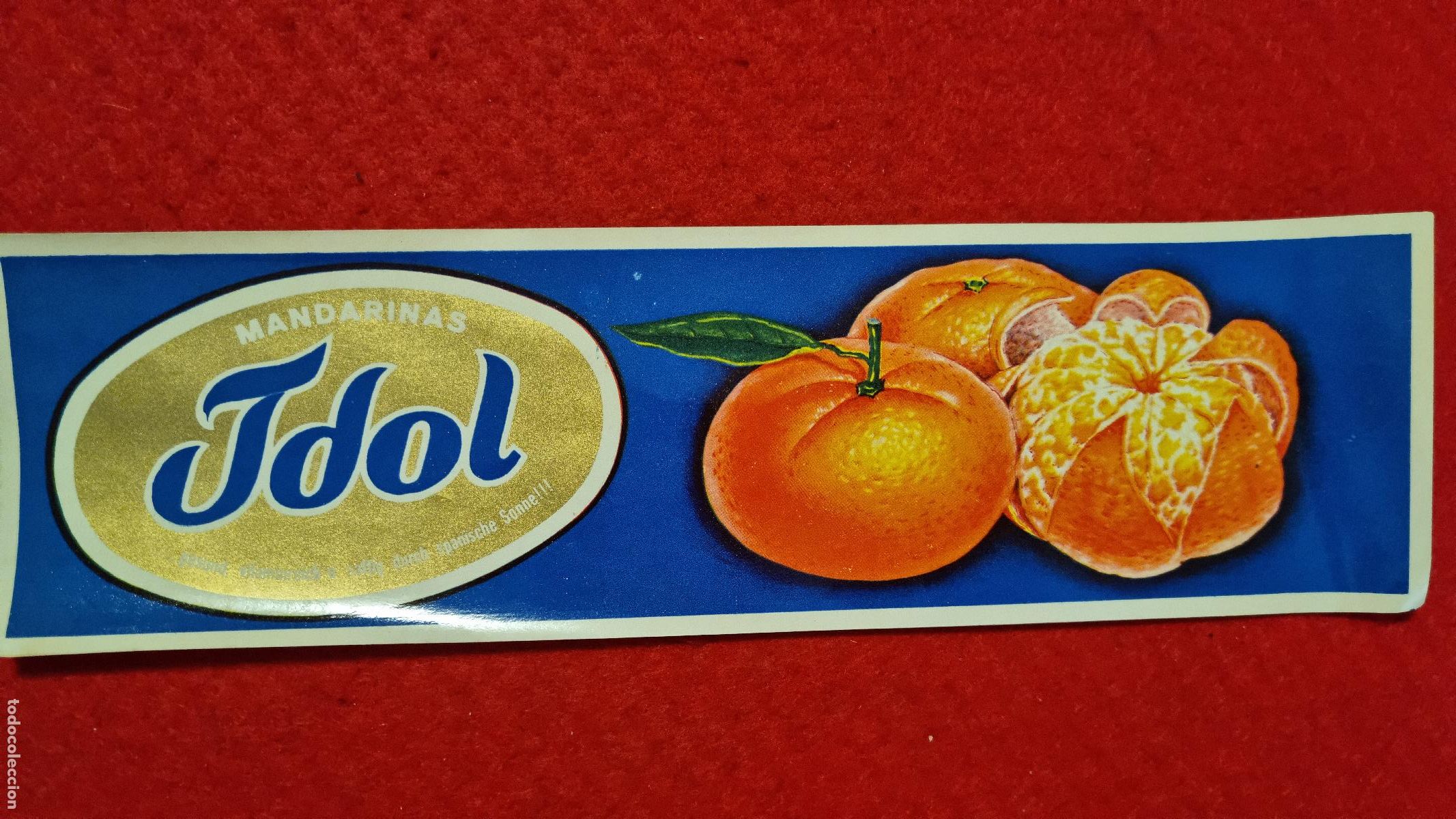 Old Labels: CARTEL ITO ETIQUETA NARANJAS MANDARINAS JDOL AZUL ALARGADA ORIGINAL K16