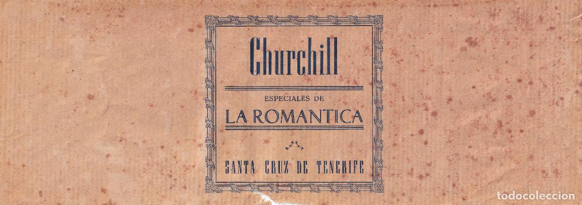 Etiquetas antiguas: TABACOS CHURCHILL LA ROMANTICA TENERIFE CANARIAS ETIQUETA PARA MAZO DE PUROS