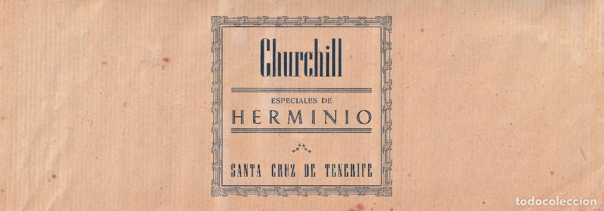 Etiquetas antiguas: TABACOS CHURCHILL HERMINIO TENERIFE CANARIAS ETIQUETA PARA MAZO DE PUROS