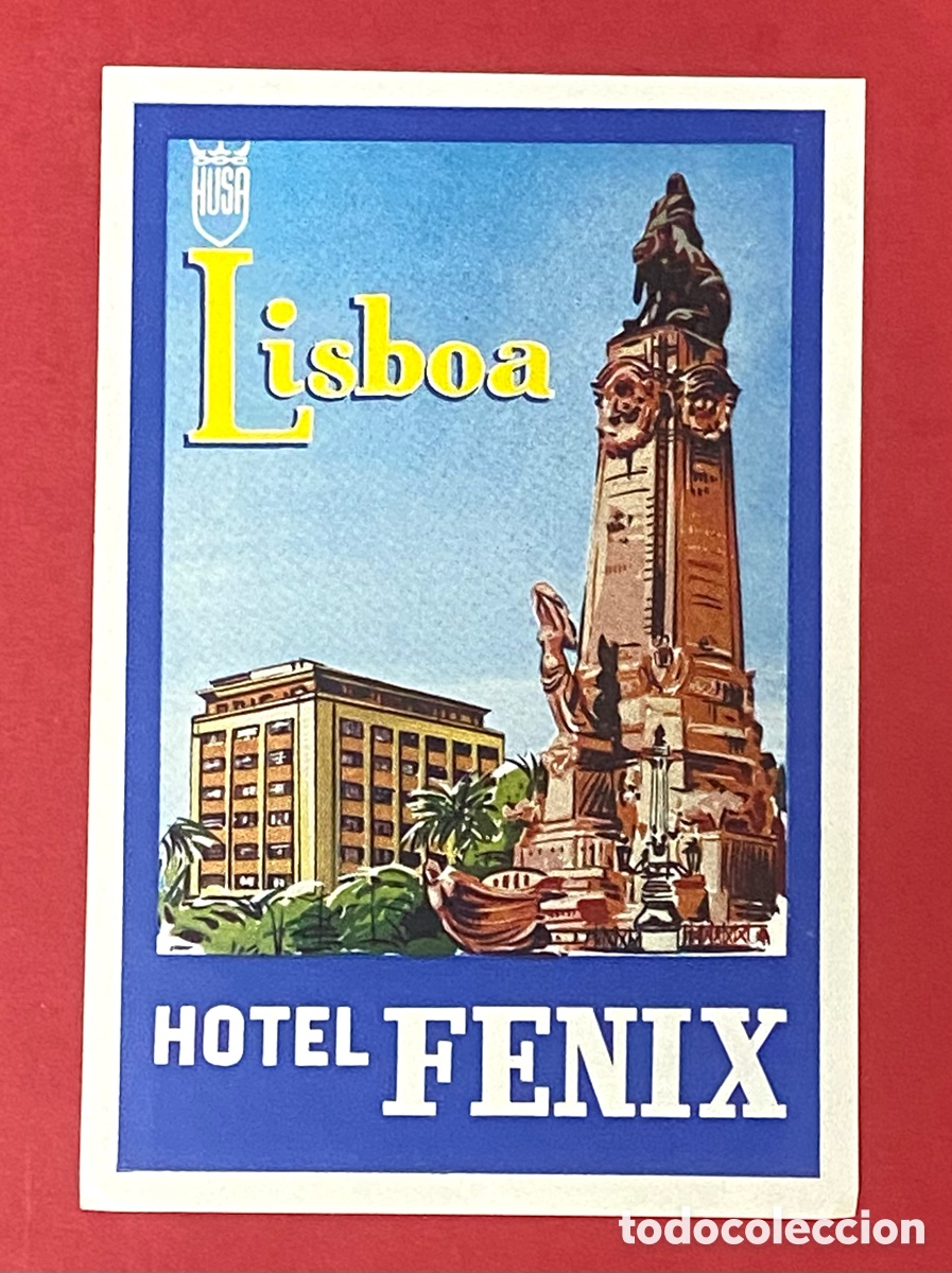 Etiquetas antiguas: ETIQUETA HOTEL FENIX HUSA LISBOA PORTUGAL LUGGAGE LABEL ANTIGUA.