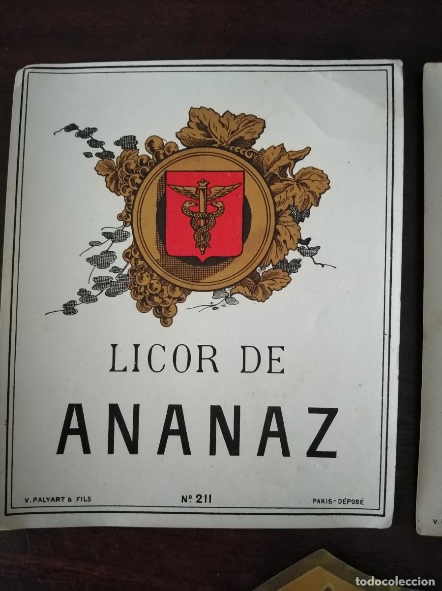 Etiquetas antiguas: 3 etiquetas licor y crema de Ananaz. - Foto 3