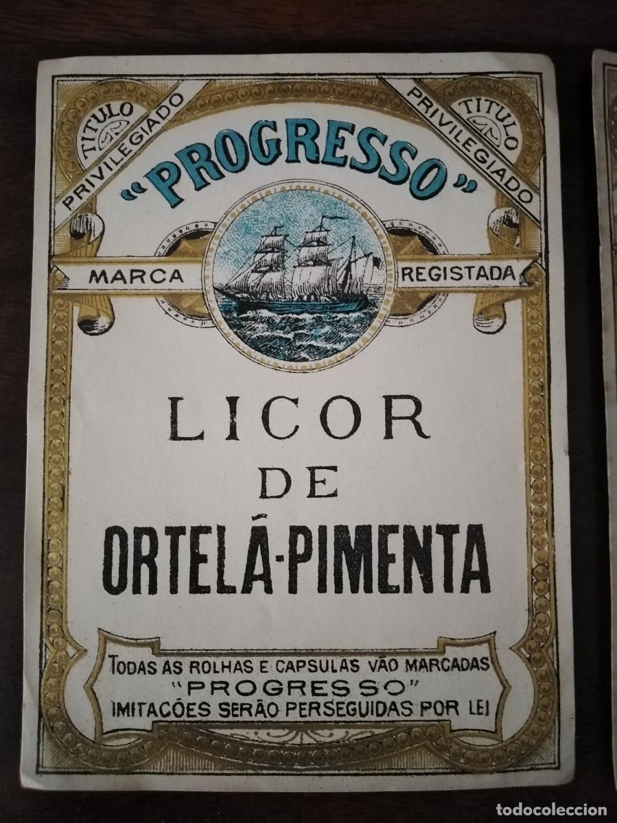 Etiquetas antiguas: Pareja de Etiquetas de &rdquo;Progresso&rdquo; distintas. - Foto 3