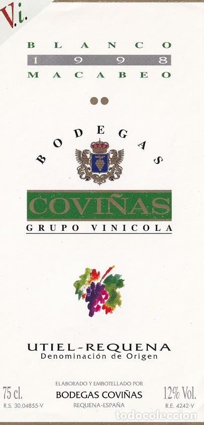 Etiquetas antiguas: Bodegas Covi&ntilde;as Grupo Vin&iacute;cola - Blanco 1998 Macabeo / Utiel-Requena D.O. - Requena