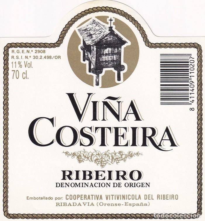 Etiquetas antiguas: Vi&ntilde;a Costeira - Ribeiro D.O. / Cooperativa vitivinicola del Ribeiro - Ribadavia (Orense)
