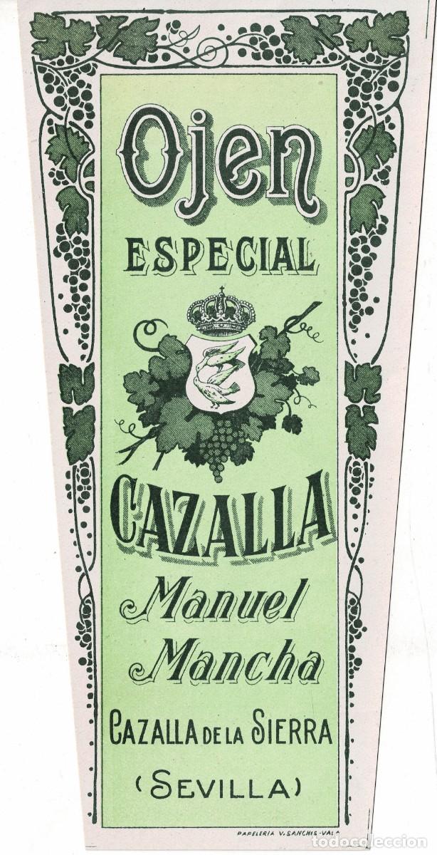 Etiquetas antiguas: ETIQUETA VINO OJEN ESPECIAL CAZALLA MANUEL MANCHA. ET-036 ,10