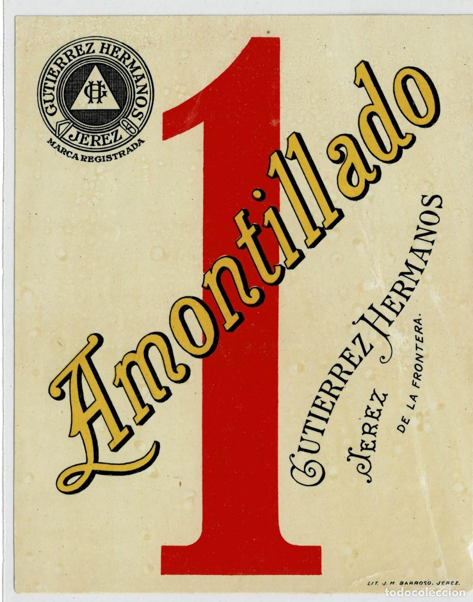 Etiquetas antiguas: ETIQUETA VINO AMONTILLADO GUTIERREZ HERMANOS. ET-039 ,8