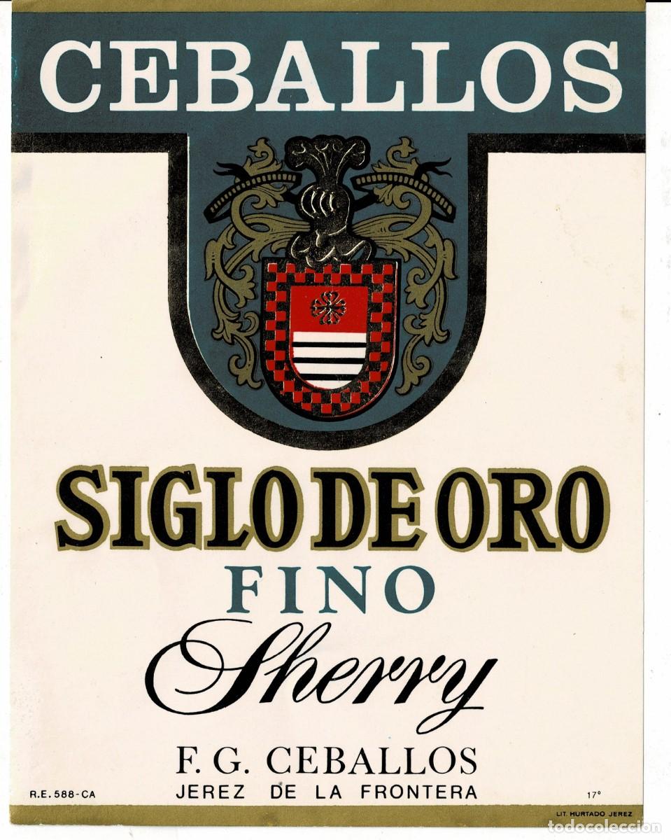 Etiquetas antiguas: ETIQUETA VINO CEBALLOS SIGLO DE ORO FINO SHERRY. ET-057 ,5