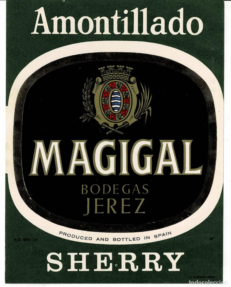Etiquetas antiguas: ETIQUETA VINO AMONTILLADO MAGIGAL BODEGAS JEREZ. ET-061 ,10