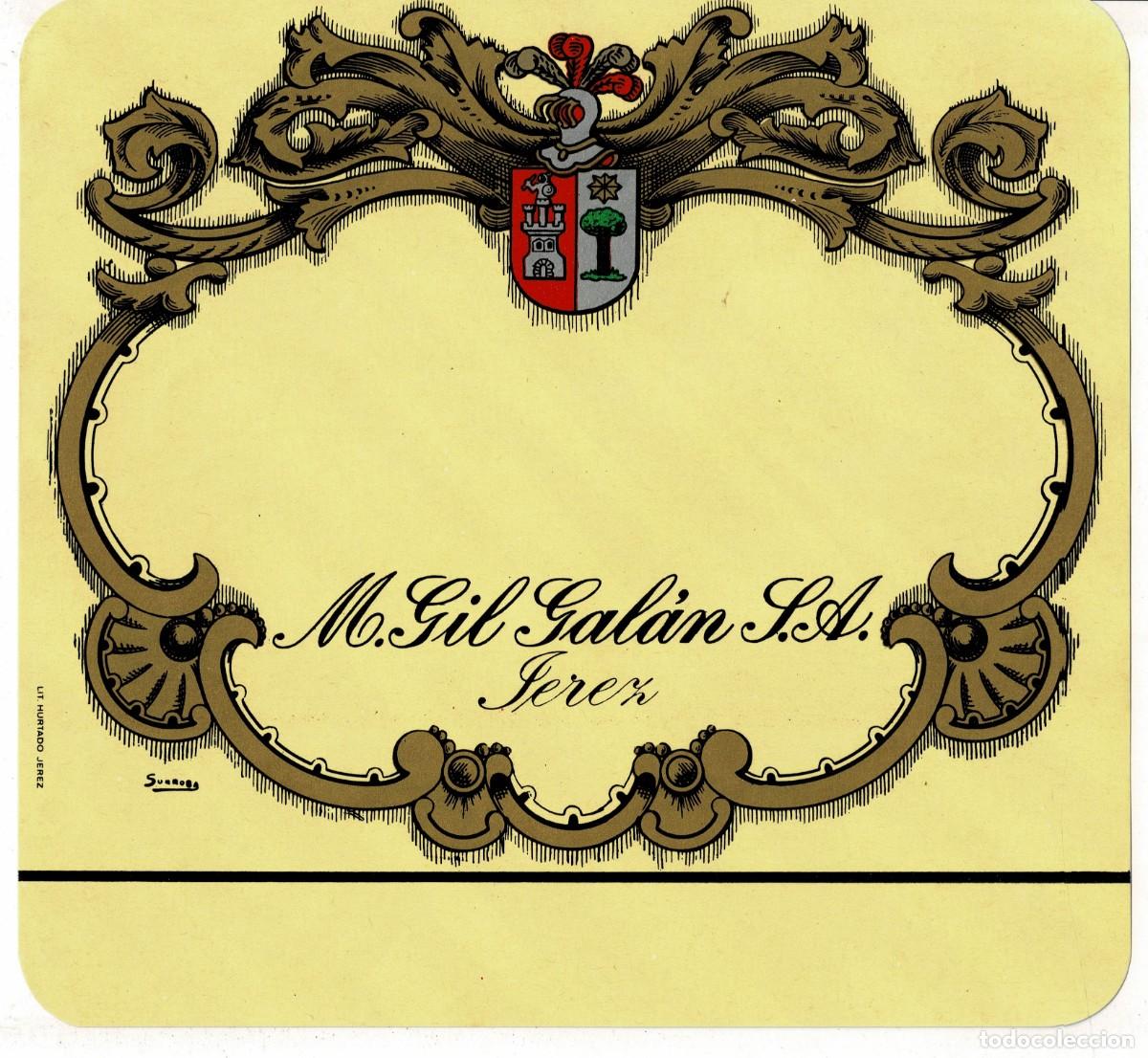 Etiquetas antiguas: ETIQUETA VINO. CENTRO SIN IMPRIMIR. M. GIL GALAN S.A. JEREZ. ET-066 ,5