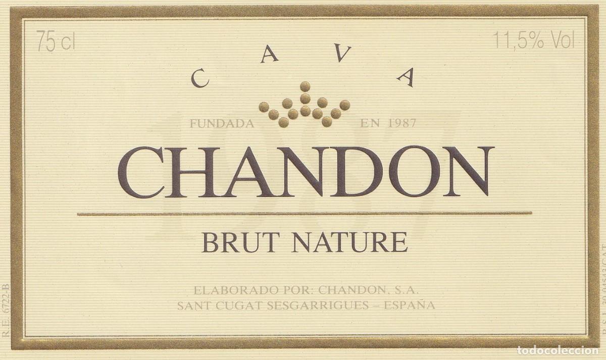 Etiquetas antiguas: Chandon - Cava Brut Nature / Sant Cugat Sesgarrigues