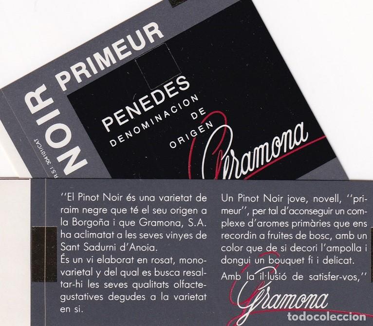 Etiquetas antiguas: Pinot Noir Primeur - Gramona / Pened&egrave;s Denominaci&oacute;n de Origen - Sant Sadurn&iacute; d' Anoia