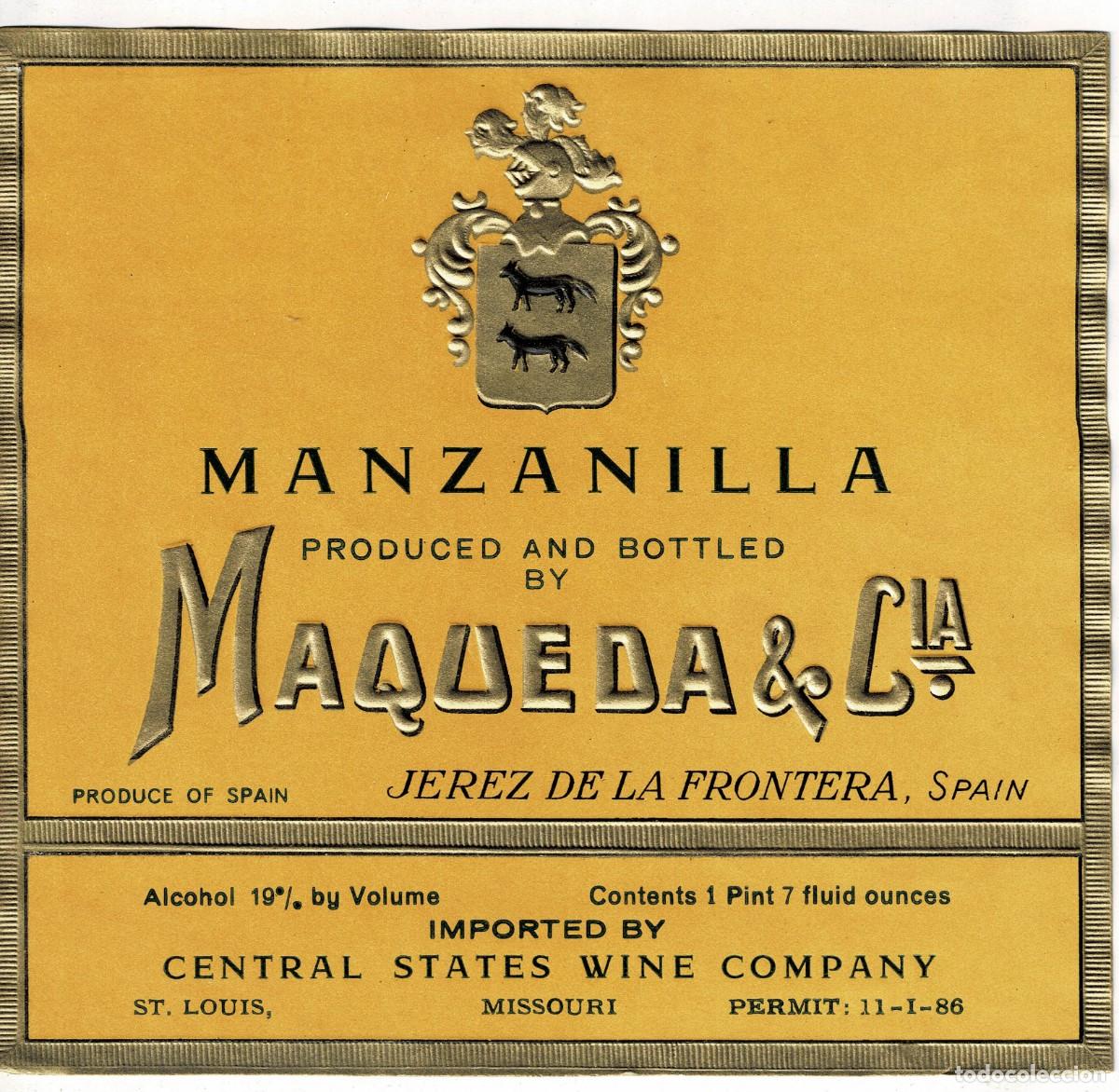 Etiquetas antiguas: ETIQUETA VINO MANZANILLA. MAQUEDA & CIA. ET-088 ,10