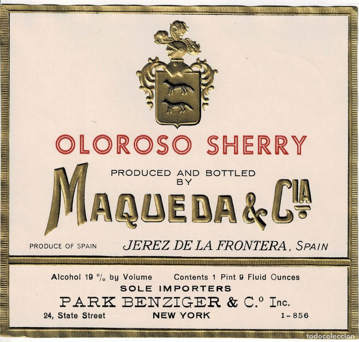 Etiquetas antiguas: ETIQUETA VINO OLOROSO SHERRY. MAQUEDA & CIA. ET-096 ,16